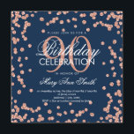 Invitation Rose Gold Navy Blue 90e anniversaire Parties scint<br><div class="desc">Elégant 90e anniversaire Rose Gold Faux Parties scintillant Confetti modèle d'invitation bleu marine. Idéal pour les fêtes du 90e anniversaire et plus !</div>