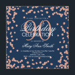 Invitation Rose Gold Navy Blue 90e anniversaire Parties scint<br><div class="desc">Elégant 90e anniversaire Rose Gold Faux Parties scintillant Confetti modèle d'invitation bleu marine. Idéal pour les fêtes du 90e anniversaire et plus !</div>