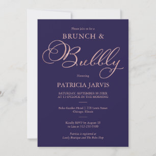 Invitation Rose Gold Navy Blue Brunch Et Champagne