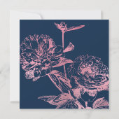 Invitation Rose Gold Navy Blue Elegant Floral Mariage (Dos)