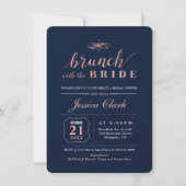 Invitation Rose Gold & Navy | Élégant Brunch nuptial de maria (Devant)