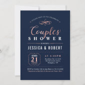 Invitation Rose Gold & Navy | Élégant Wedding shower Couples (Devant)