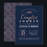 Invitation Rose Gold & Navy | Élégant Wedding shower Couples<br><div class="desc">Cette élégante invitation wedding shower présente une belle typographie rose d'or sur un arrière - plan de marine. Vous pouvez customiser la couleur arrière - plan.</div>