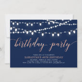 Invitation Rose Gold & Navy | Fête d'anniversaire des femmes (Devant)