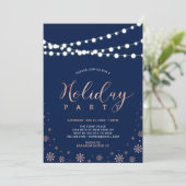 Invitation Rose Gold & Navy | Modern Chic Holiday Party (Debout devant)