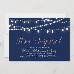 Invitation Rose Gold & Navy Soirée de retraite surprise