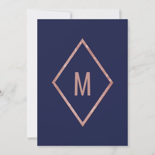 Invitation Rose Gold Navy Sparkling Parties scintillant Sequi (Dos)