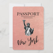 Invitation Rose Gold New York City Passport Mariage (Dos)