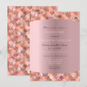 Invitation Rose Gold Noir Blanc Écailles de Sirène Blush Mari
