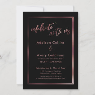 Invitation Rose Gold & Noir Célébrez avec Nous Typographie
