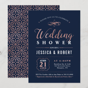 Invitation Rose Gold & Noir Élégant Mariage Cérémonie de Co