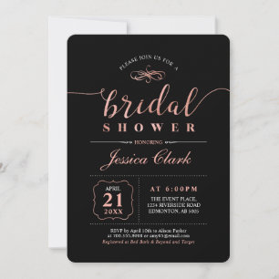 Invitation Rose Gold & Noir Élégant Mariage Enterrement de