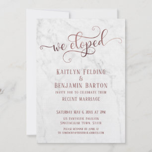 Invitation Rose Gold "Nous nous sommes mariés" Typographie su
