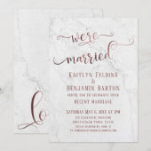 Invitation Rose Gold "Nous sommes mariés" Typographie avec Ma (Devant / Derrière)