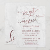 Invitation Rose Gold "Nous sommes mariés" Typographie avec Ma (Devant / Derrière)