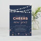 Invitation Rose Gold Nouvel An Eve, Fête de Vacances (Debout devant)