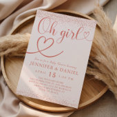 Invitation Rose Gold Oh Girl Blush Confetti Script