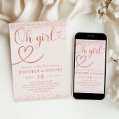 Invitation Rose Gold Oh Girl Blush Confetti Script