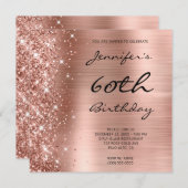 Invitation Rose Gold Ombre Foil Parties scintillant gauche 60 (Devant / Derrière)