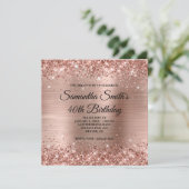 Invitation Rose Gold Pailleté 40e Anniversaire (Debout devant)
