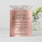 Invitation Rose Gold Pailleté Argent Fête de Mariage (Debout devant)