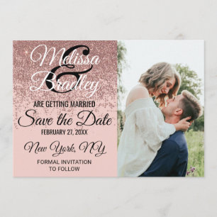 Invitation Rose Gold Pailleté Brillant Rouge à Joues Rose Enr