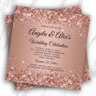 Invitation Rose Gold Pailleté Dégradé Élégant Mariage