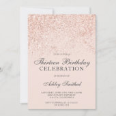 Invitation Rose gold pailleté éclabousse rose treize (Devant)