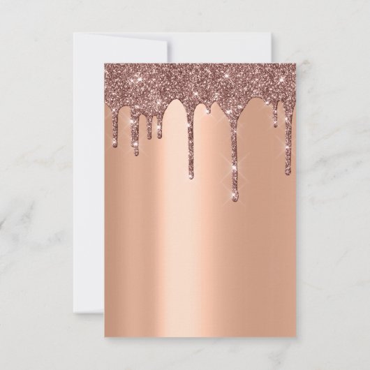 Invitation Rose Gold Pailleté Élégant 16 ans Mariée (Dos)