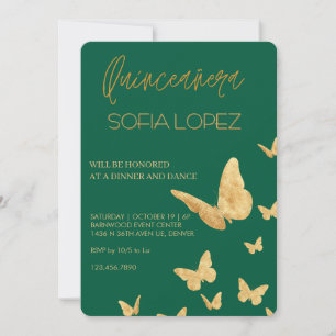 Invitation Rose Gold Pailleté Élégant Quinceañera