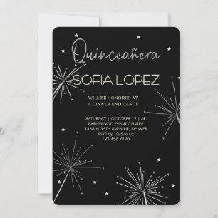 Invitation Rose Gold Pailleté Élégant Quinceañera