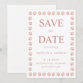 Invitation Rose Gold Pailleté Empreinte de Patte Mariage Épar (Devant / Derrière)