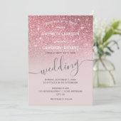 Invitation rose gold pailleté et ton gris (Debout devant)