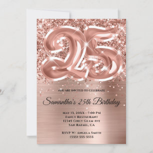 Invitation Rose Gold Pailleté Étincelant 25e Anniversaire