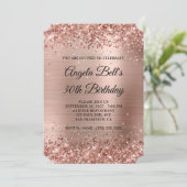 Invitation Rose Gold Pailleté Fancy Monogramme 30e Anniversai (Debout devant)