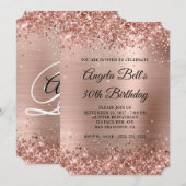 Invitation Rose Gold Pailleté Fancy Monogramme 30e Anniversai (Devant / Derrière)