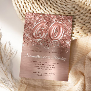 Invitation Rose Gold Pailleté Fête de 60 ans de Glamour