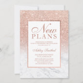 Invitation Rose gold pailleté marbre élégant chic nouveaux pl (Devant)