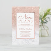 Invitation Rose gold pailleté marbre élégant chic nouveaux pl (Debout devant)