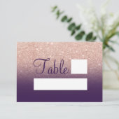 Invitation Rose gold pailleté ombre violet graphe lieu assise (Debout devant)