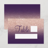 Invitation Rose gold pailleté ombre violet graphe lieu assise (Devant / Derrière)