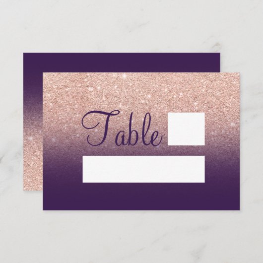 Invitation Rose gold pailleté ombre violet grappe place assis (Devant / Derrière)