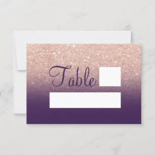 Invitation Rose gold pailleté ombre violet grappe place assis