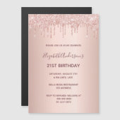 Invitation rose gold pailleté pour 21 ans (Devant / Derrière)