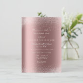 Invitation Rose Gold Pailleté Sable de Mariage Anniversaire (Debout devant)