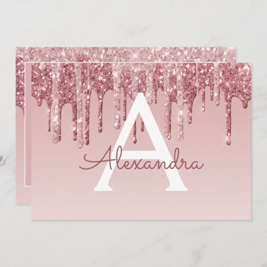 Invitation Rose Gold Pailleté Sweet 16 Enregistrez la Date (Devant / Derrière)