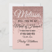 Invitation Rose Gold Paillette Blush Rose Fille d'Honneur (Devant)