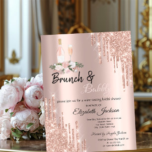 Invitation Rose Gold Paillettes Gouttes Mariage à Bubbly 