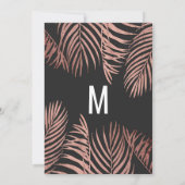 Invitation Rose Gold Palm Tree Fronds Black Modern Fiançaille (Dos)
