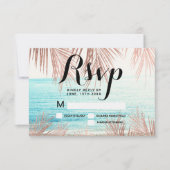 Invitation Rose gold palmier plage photo RSVP mariage (Devant)